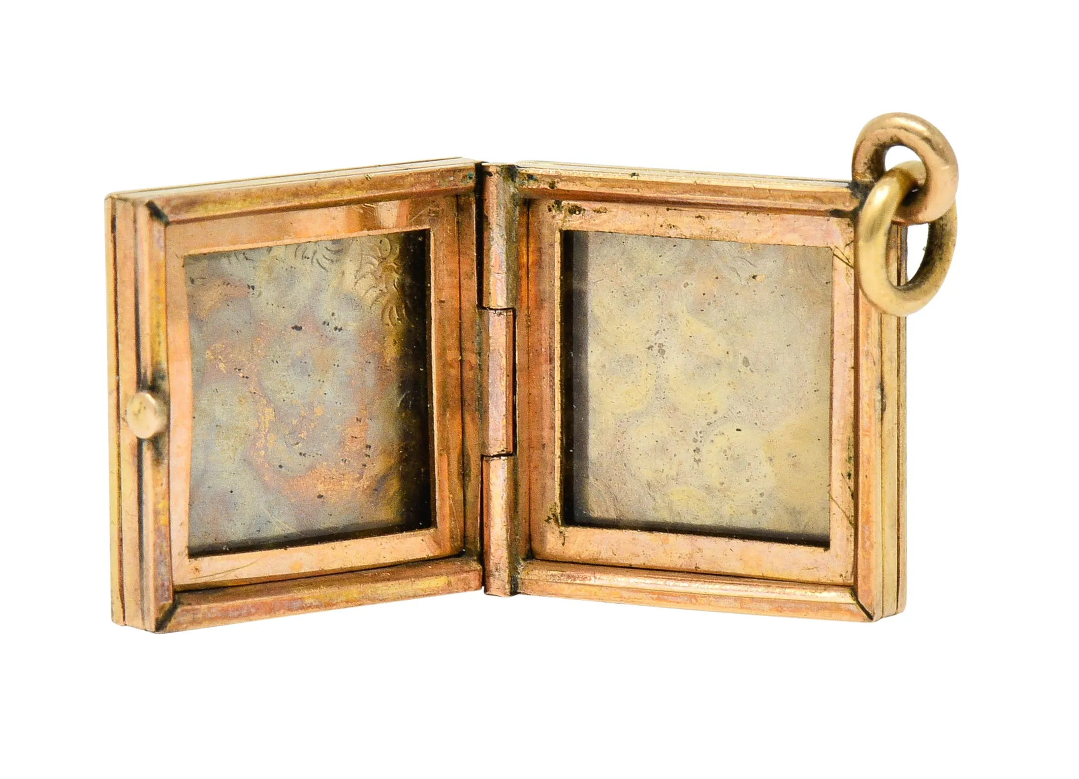 Art Nouveau Gold Landscape Locket Charm Circa 1900
