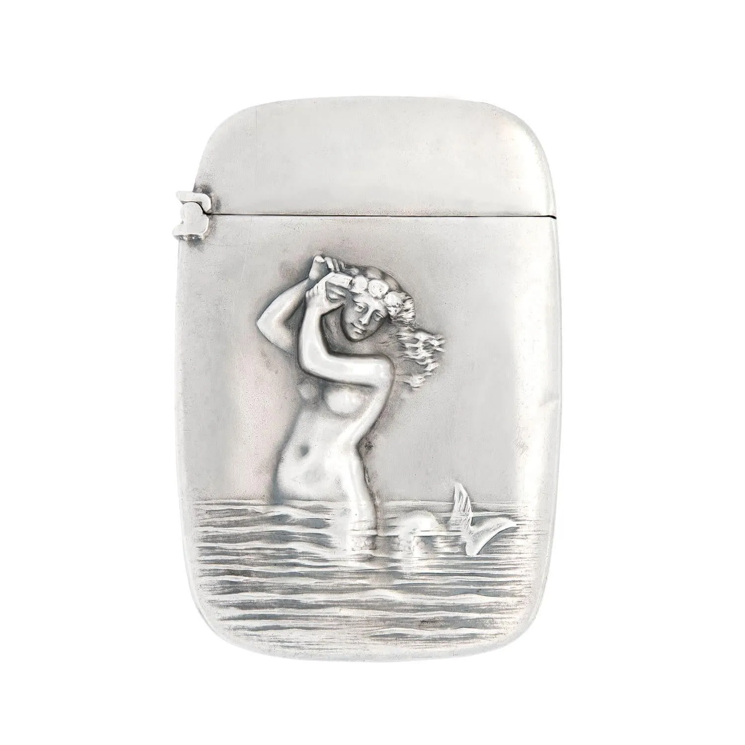 Art Nouveau Sterling Silver Mermaid Match Safe