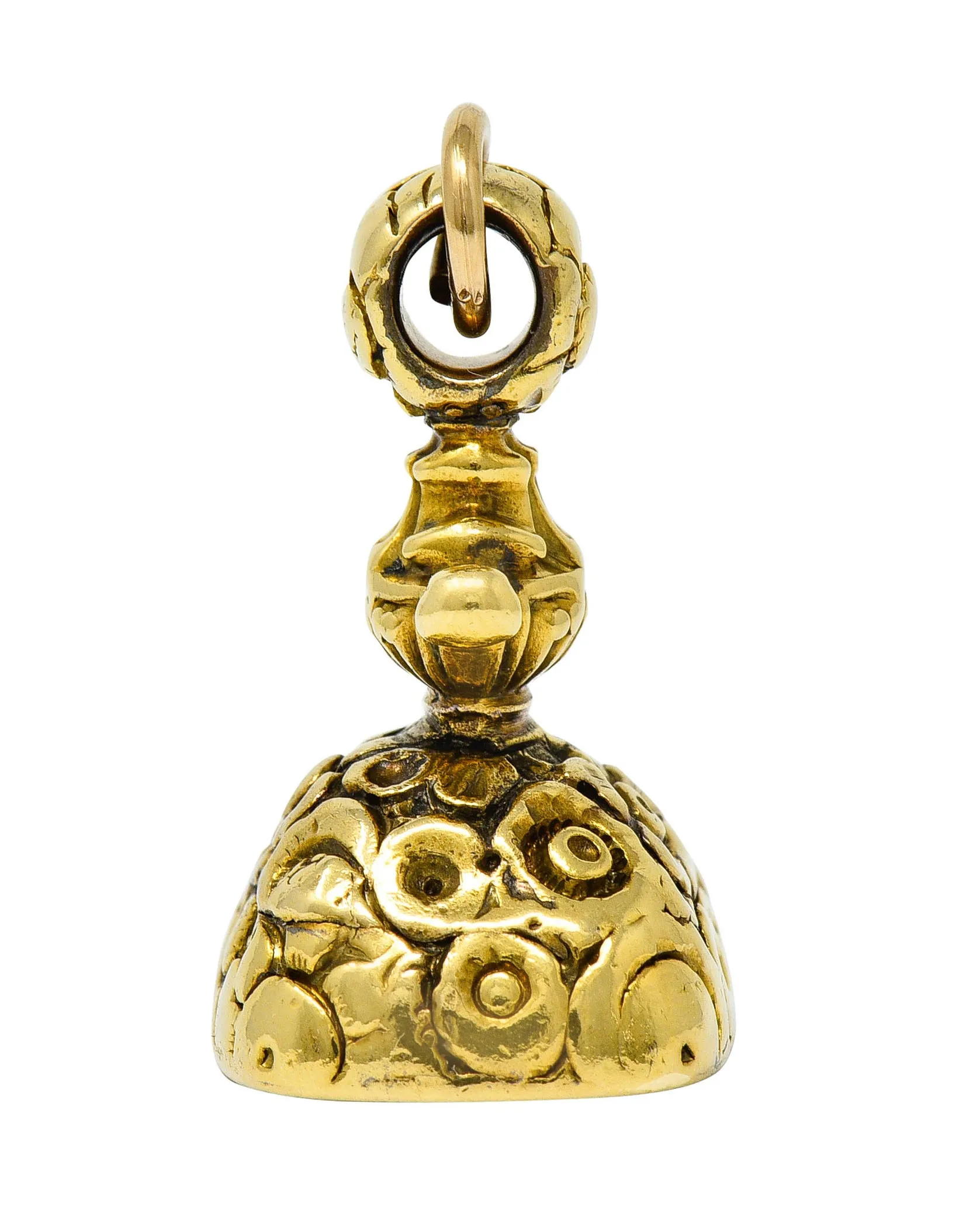 Art Nouveau White Agate Intaglio 14 Karat Gold Fob Pendant Charm