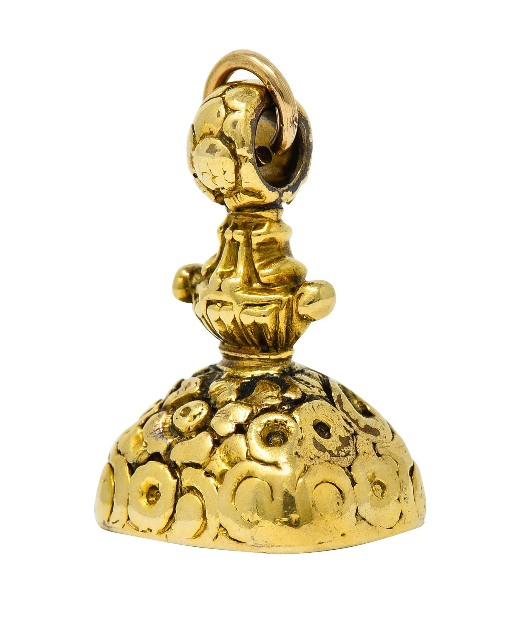 Art Nouveau White Agate Intaglio 14 Karat Gold Fob Pendant Charm