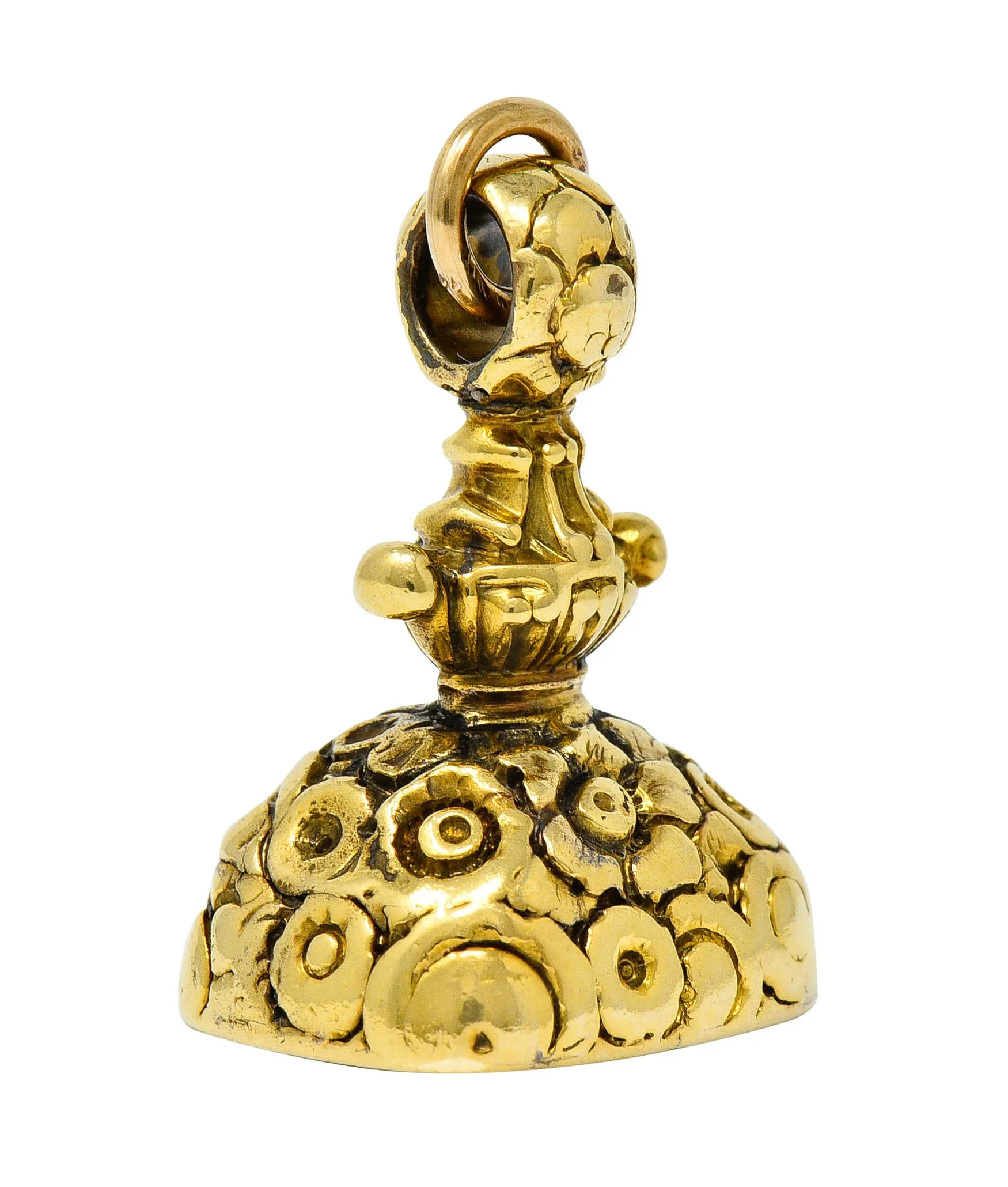 Art Nouveau White Agate Intaglio 14 Karat Gold Fob Pendant Charm
