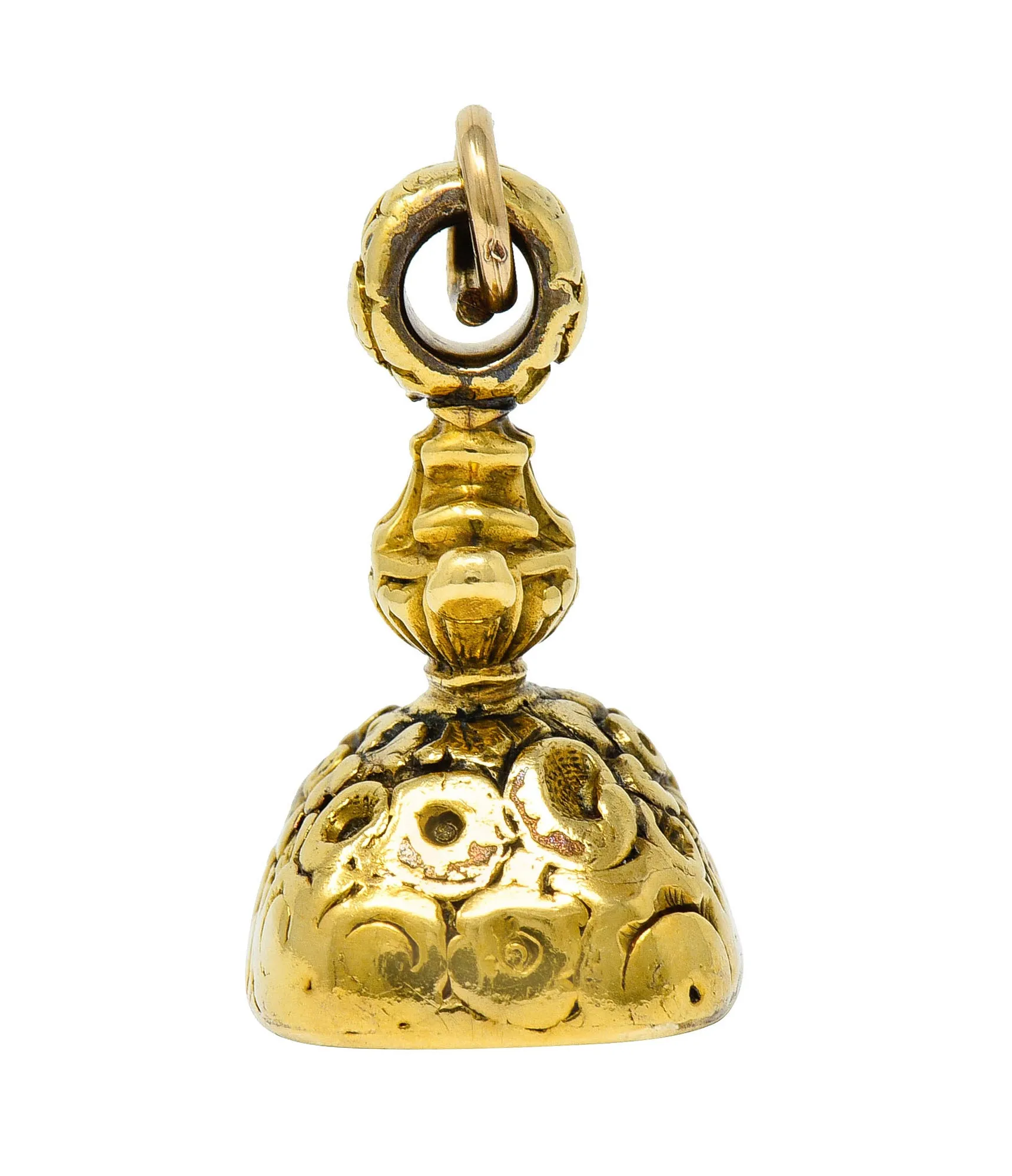 Art Nouveau White Agate Intaglio 14 Karat Gold Fob Pendant Charm