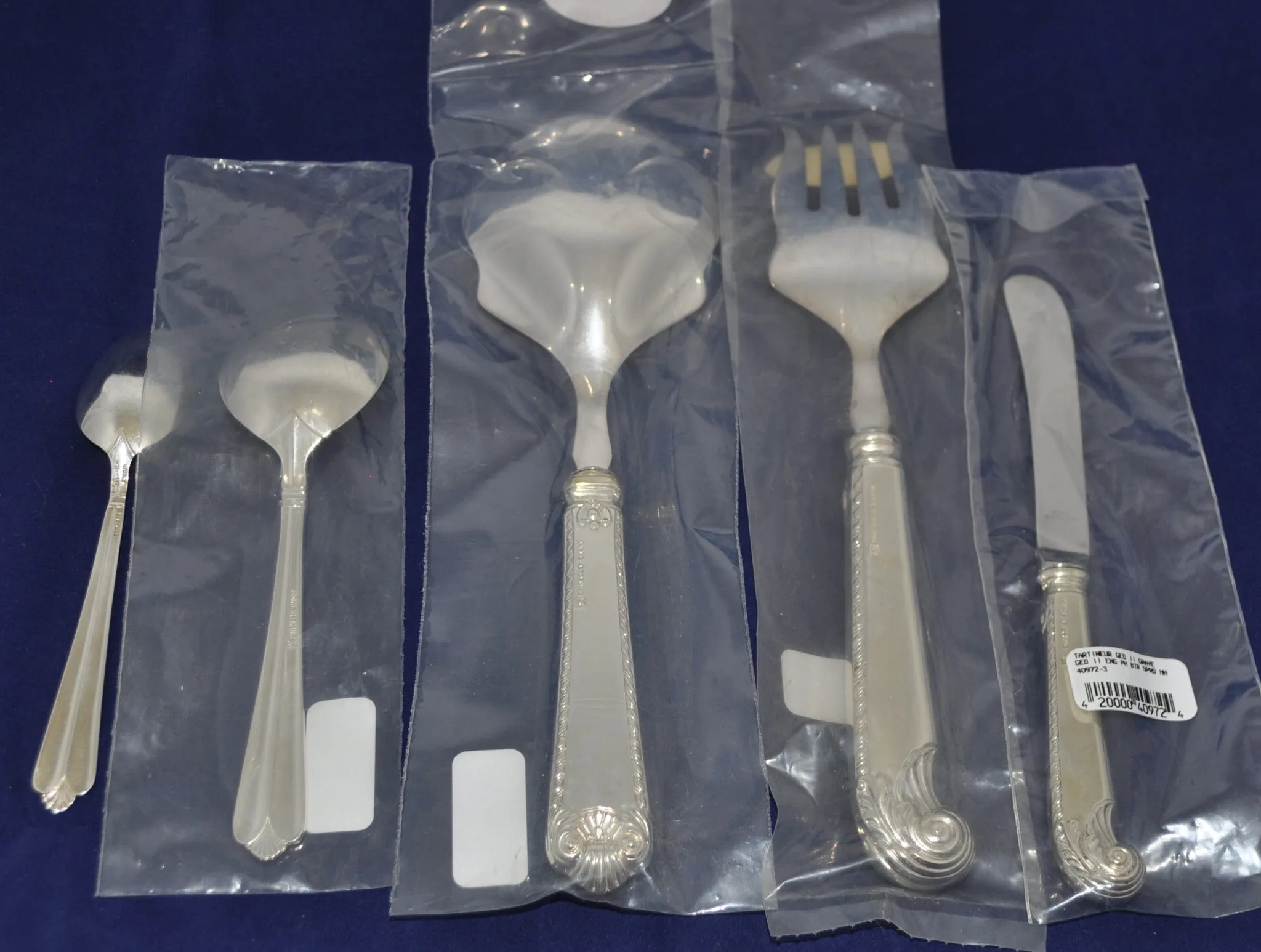 BIRKS GEORGE II ENGRAVED - Individual Place Setting & Serving Pieces