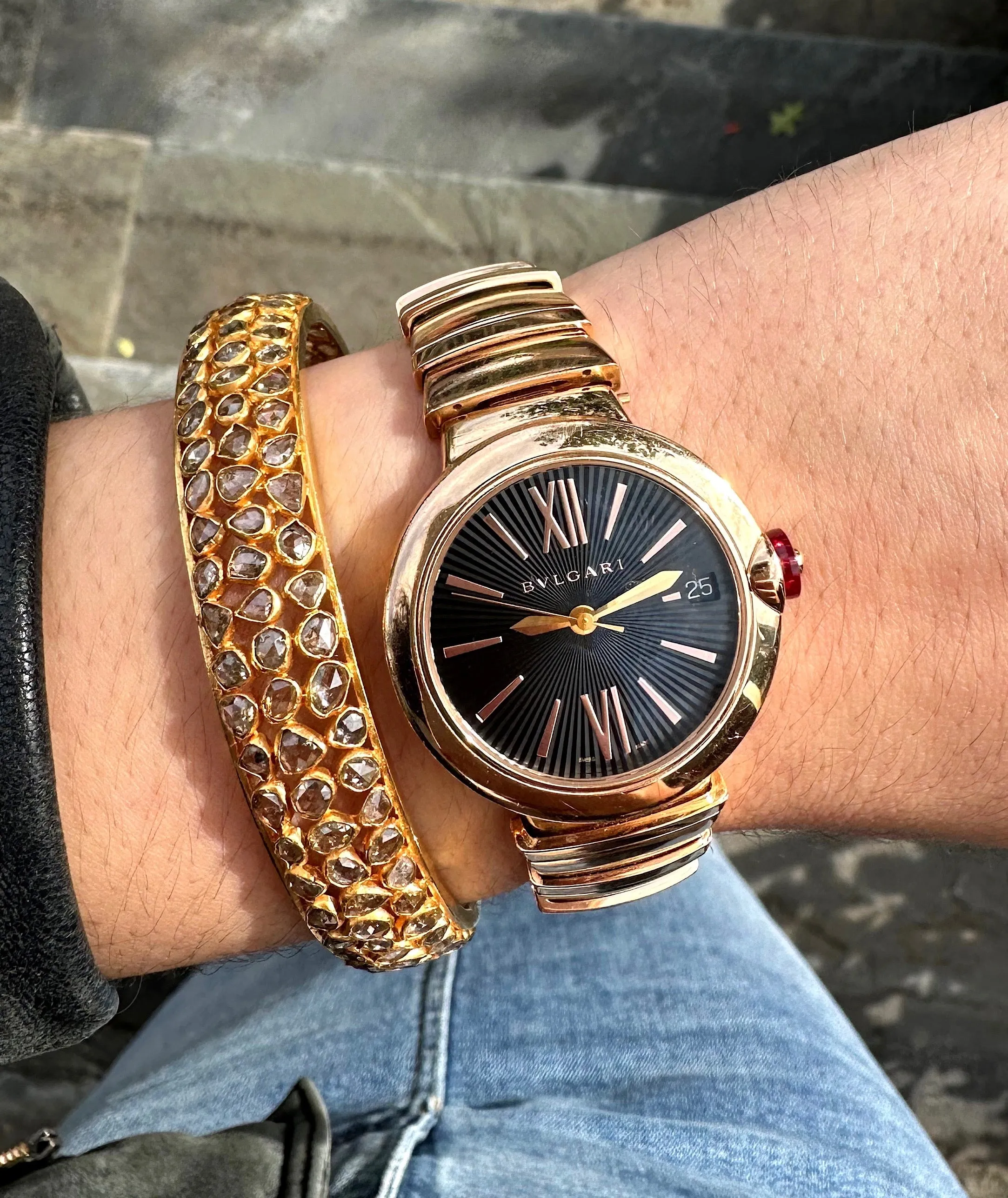 Brown Rose-Cut Diamond Bangle