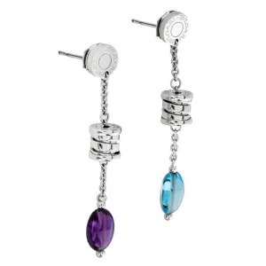 Bvlgari B.Zero1 Charm Blue Topaz Amethyst White Gold Earrings