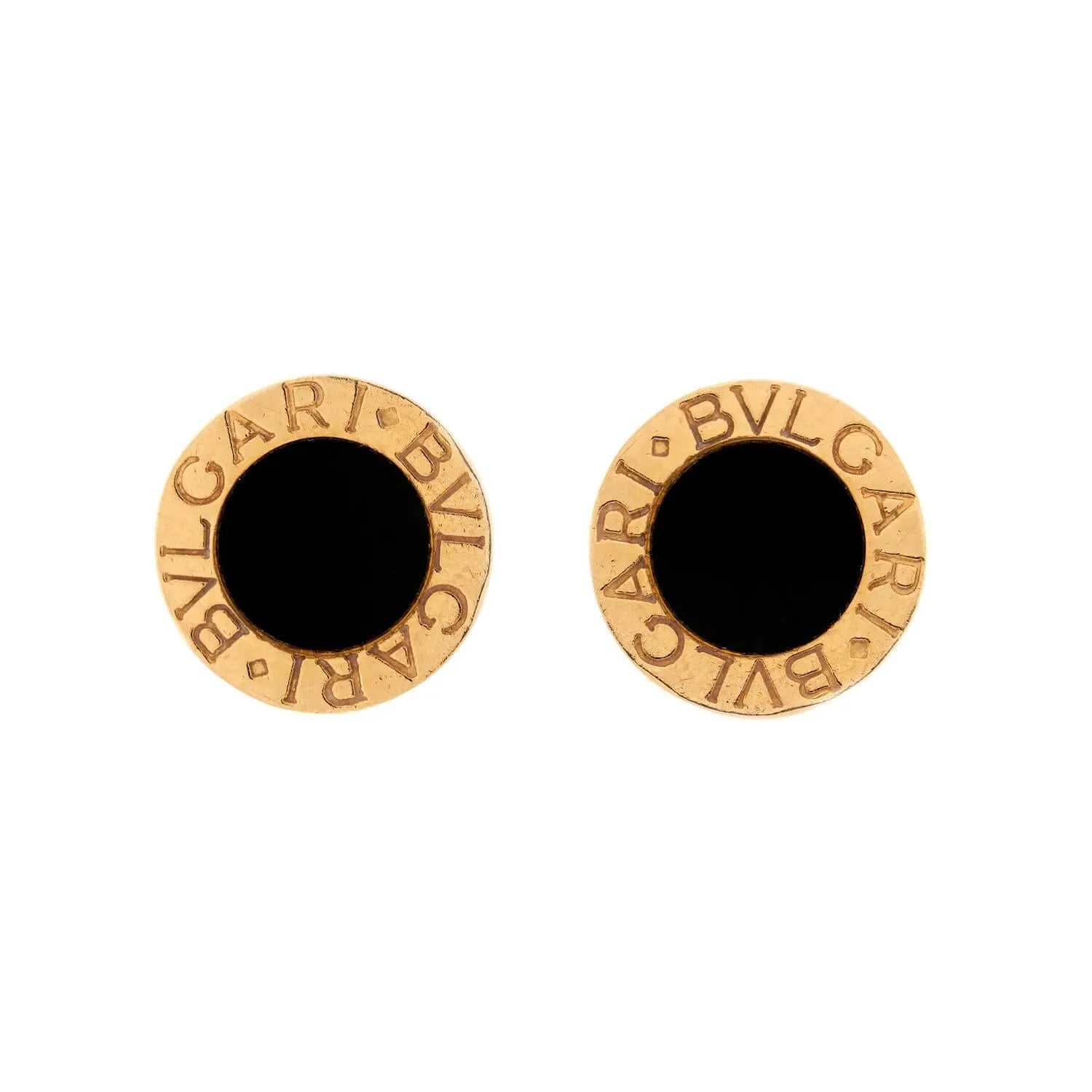 BVLGARI Vintage 18k Onyx Stud Earrings