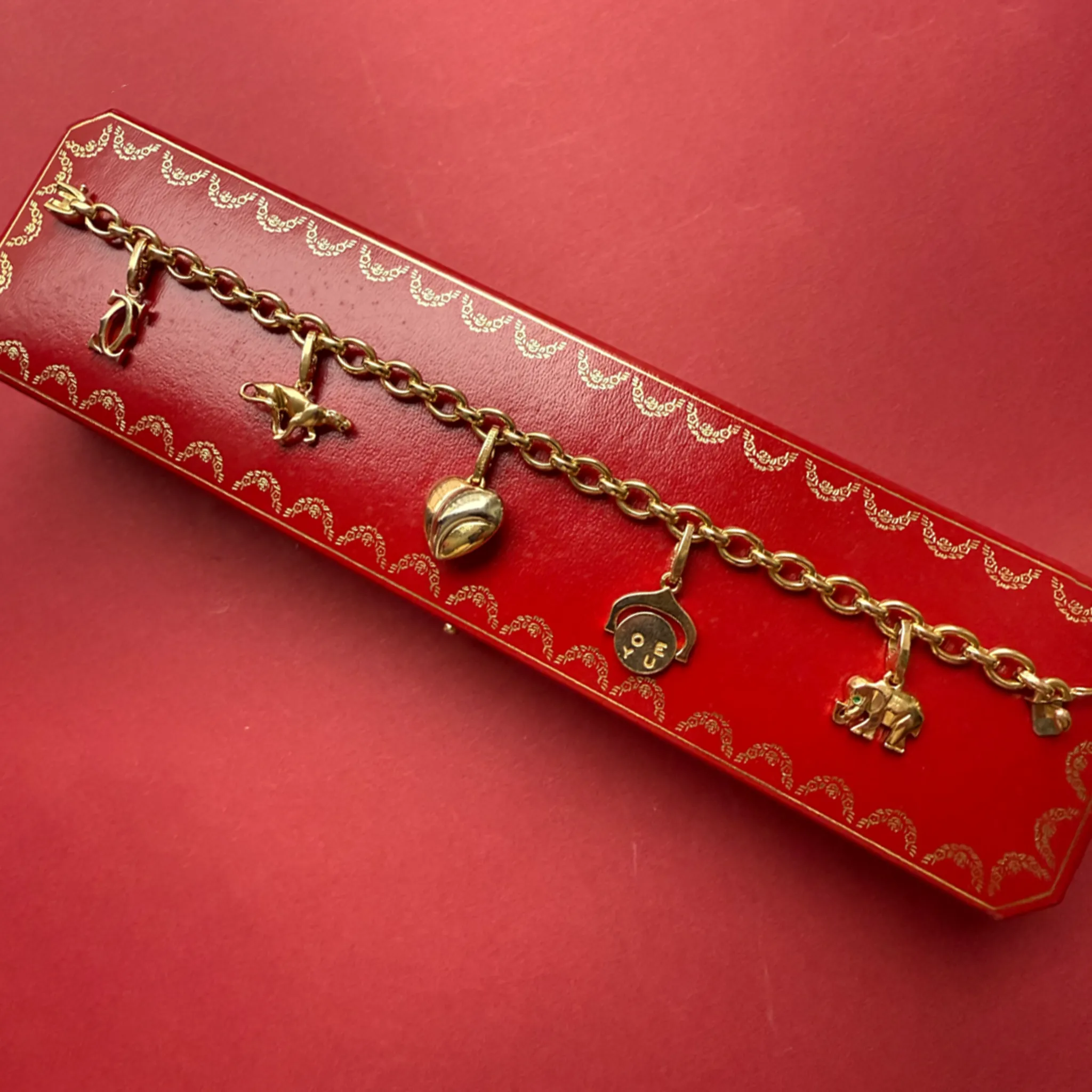 Cartier Post-1980s 18KT Yellow Gold Diamond Charm Bracelet