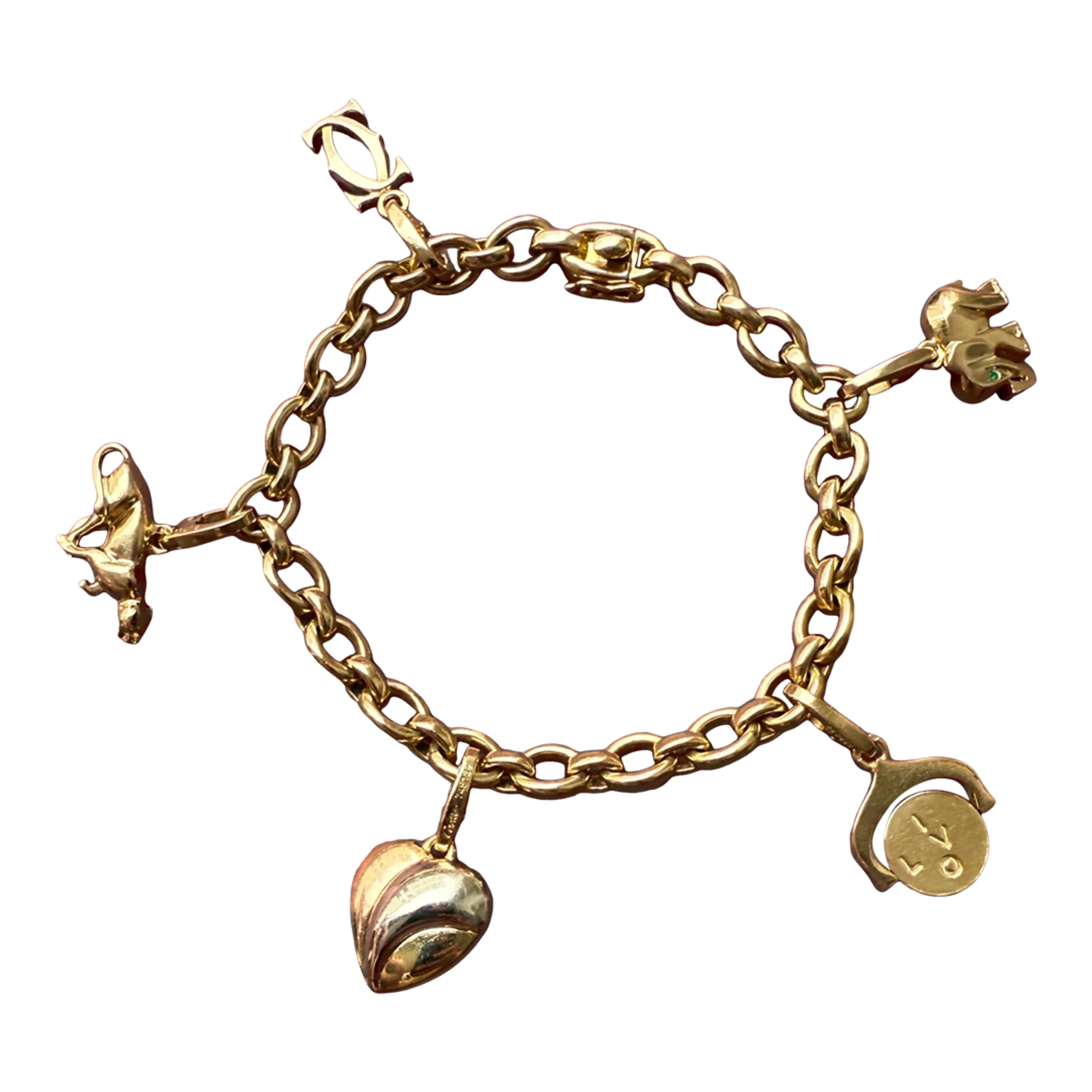 Cartier Post-1980s 18KT Yellow Gold Diamond Charm Bracelet
