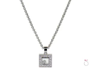 Chopard Happy Diamonds Icons Necklace 18K Square Halo Pendant