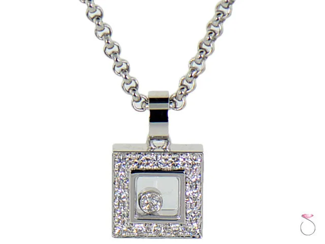 Chopard Happy Diamonds Icons Necklace 18K Square Halo Pendant