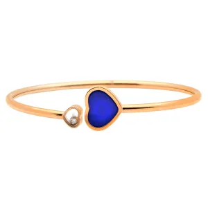 Chopard Post-1980s 18KT Rose Lapis Lazuli & Diamond Happy Hearts Bracelet