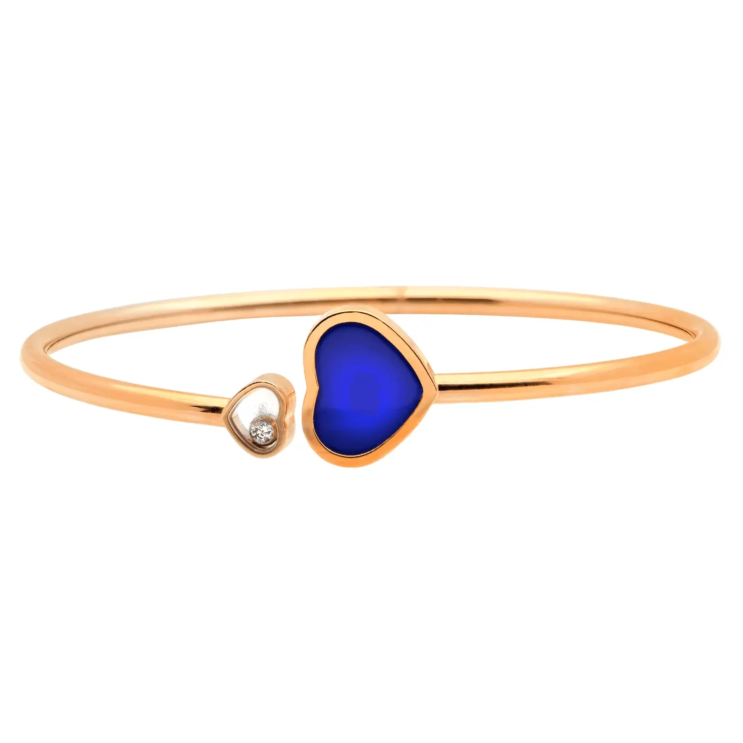 Chopard Post-1980s 18KT Rose Lapis Lazuli & Diamond Happy Hearts Bracelet