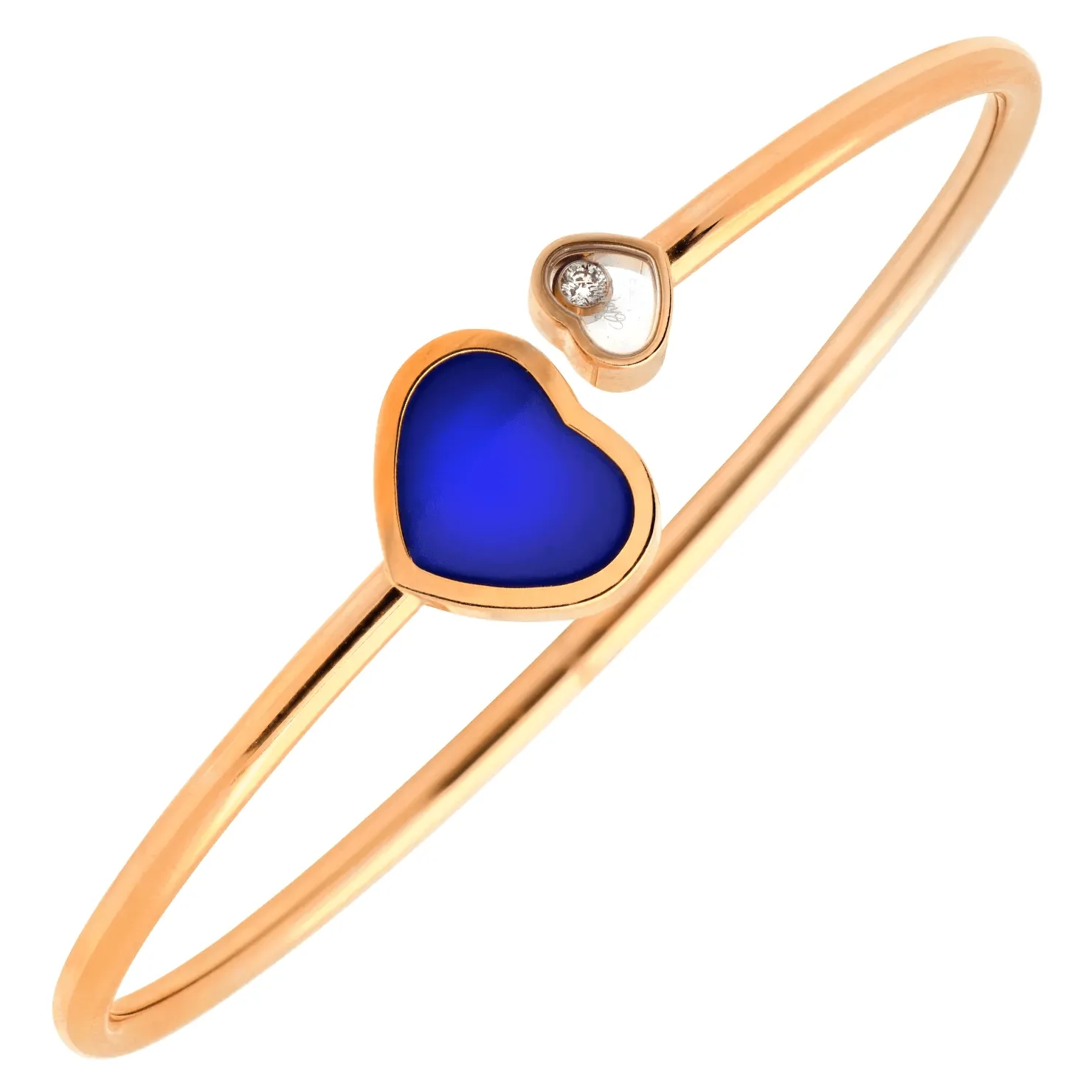 Chopard Post-1980s 18KT Rose Lapis Lazuli & Diamond Happy Hearts Bracelet