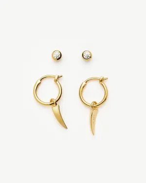 Claw Hoop & Stud Earrings Set | 18k Gold Vermeil