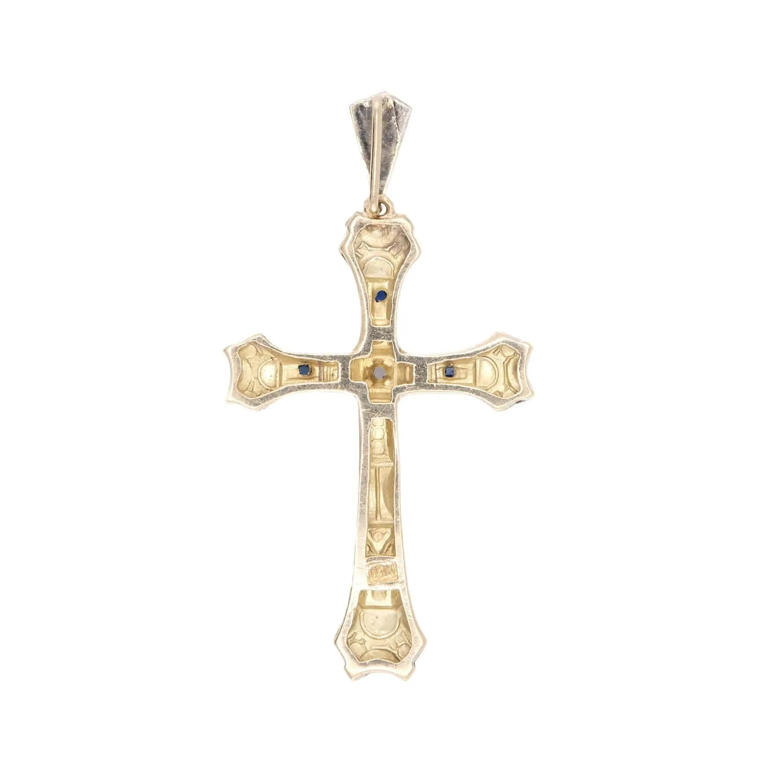 Edwardian 18k Platinum Sapphire Cross Pendant