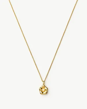 Eny Puffy Daisy Pendant Necklace | 18k Gold Plated/Pearl
