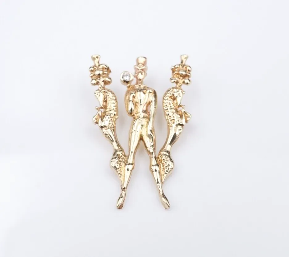 Erte Alphabet Series Letter "W" 14k Yellow Gold CFA Pendant 1.2" PG1868
