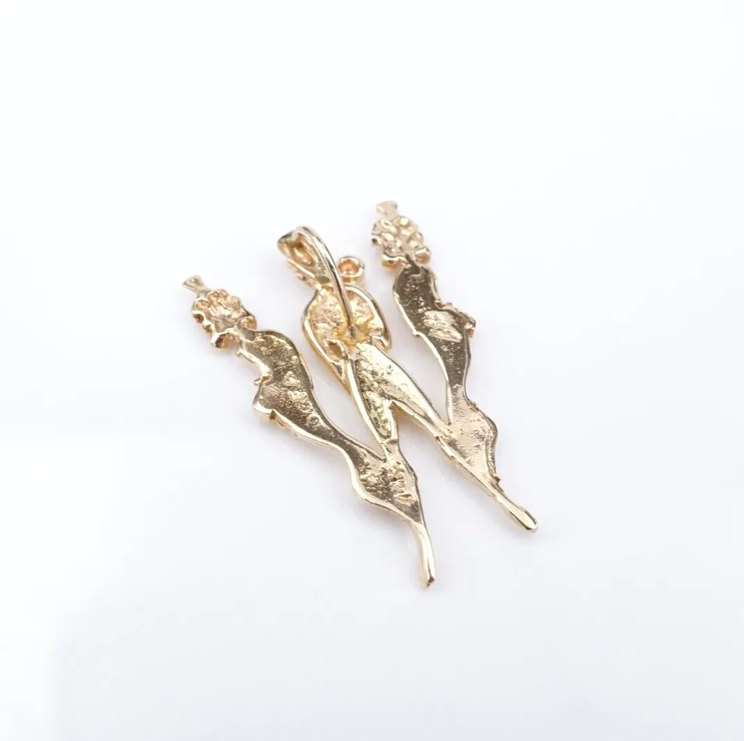 Erte Alphabet Series Letter "W" 14k Yellow Gold CFA Pendant 1.2" PG1868