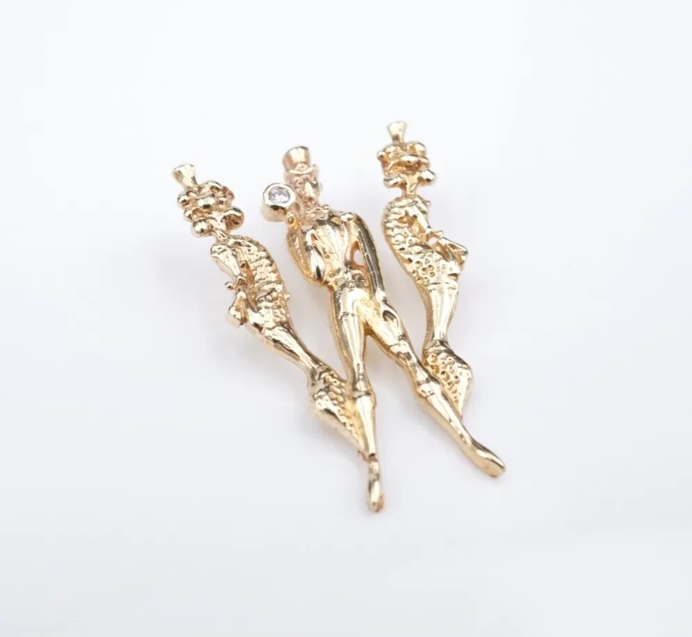 Erte Alphabet Series Letter "W" 14k Yellow Gold CFA Pendant 1.2" PG1868