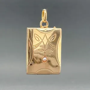 Estate 14K R Gold Victorian Book Locket Pendant