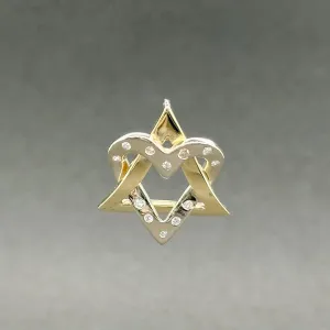 Estate 14K TT Gold 0.06ctw H-I/SI1-2 Diamond Heart Star of David Pendant
