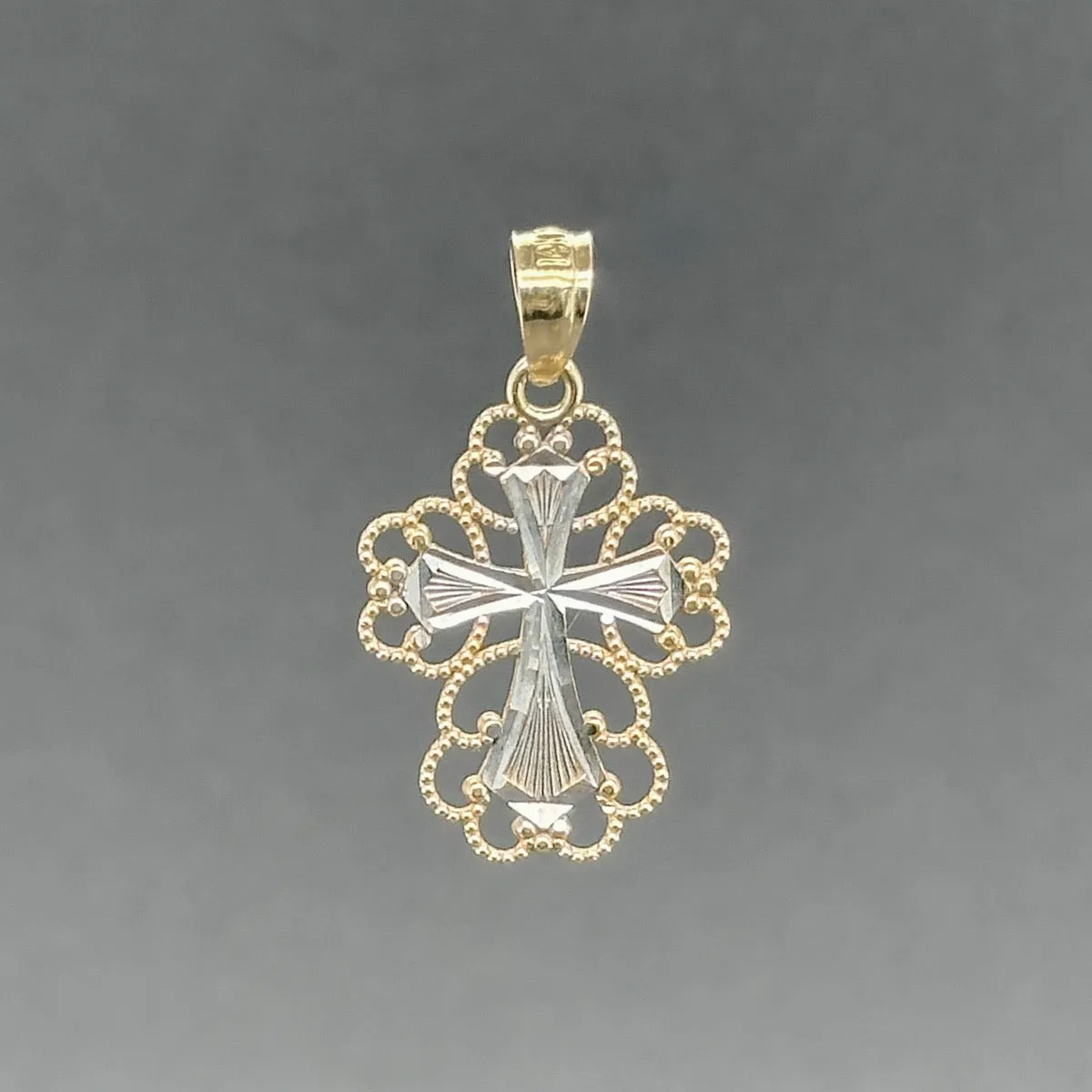 Estate 14K TT Gold Filigree Cross Pendant