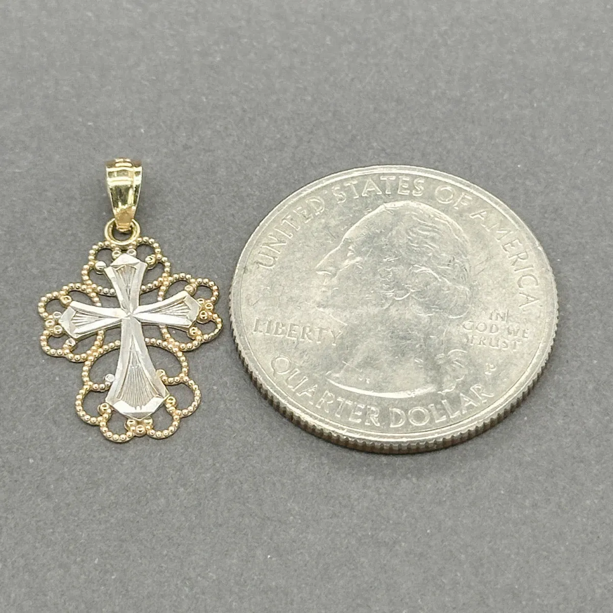 Estate 14K TT Gold Filigree Cross Pendant