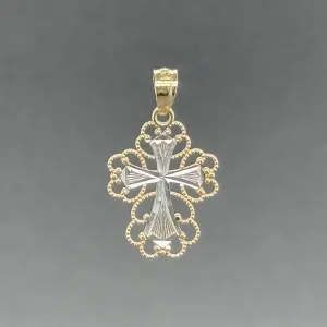Estate 14K TT Gold Filigree Cross Pendant