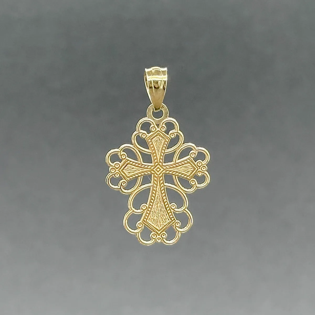 Estate 14K TT Gold Filigree Cross Pendant