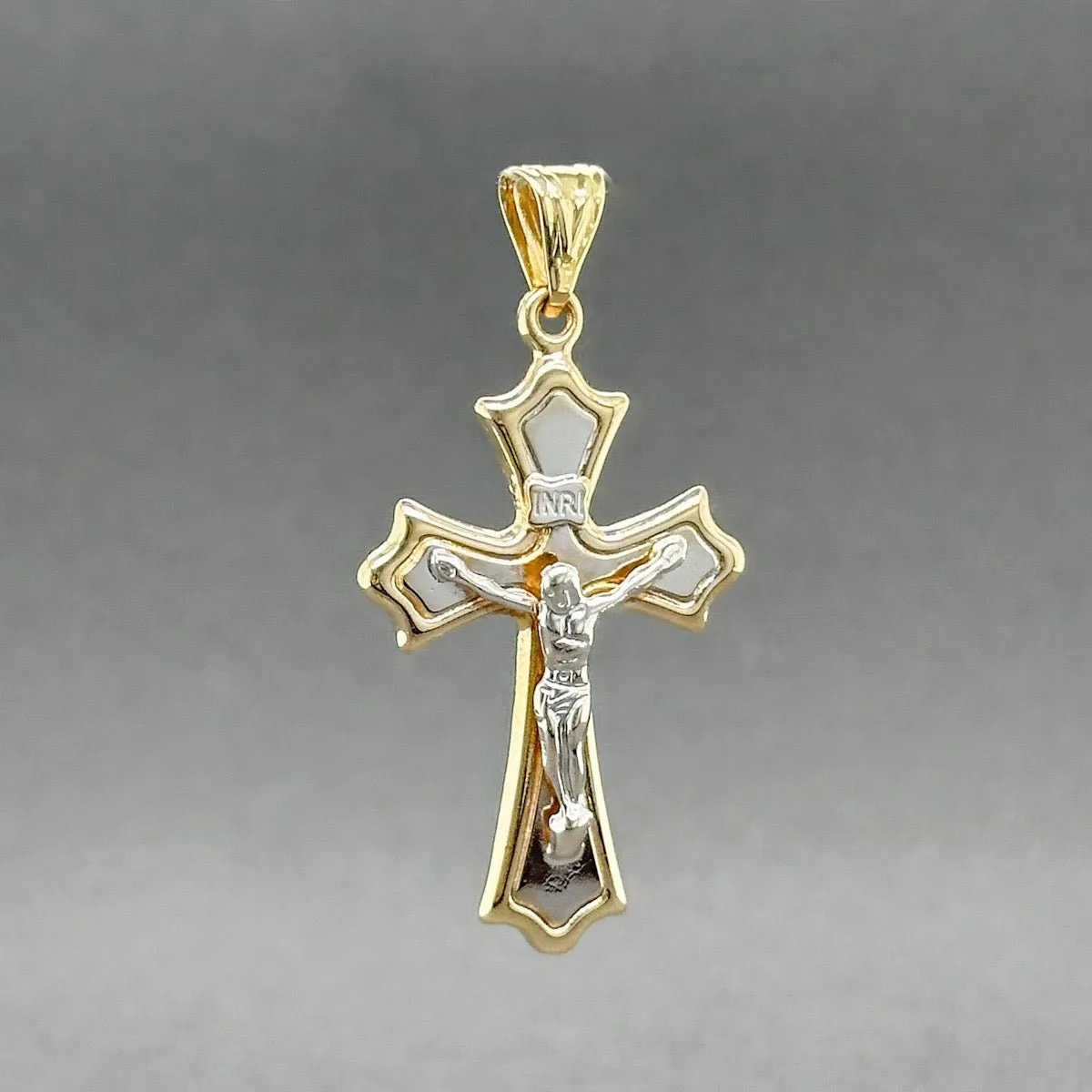 Estate 14K TT Gold INRI 38.5mm Crucifix Pendant