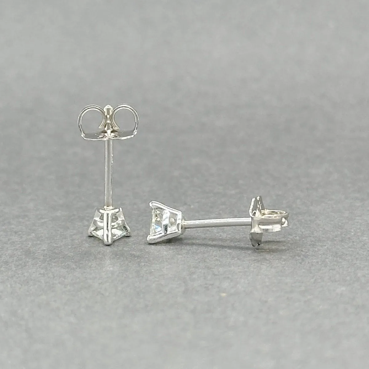 Estate 14K W Gold 0.23ctw I/SI1 Diamond Trillion Stud Earrings