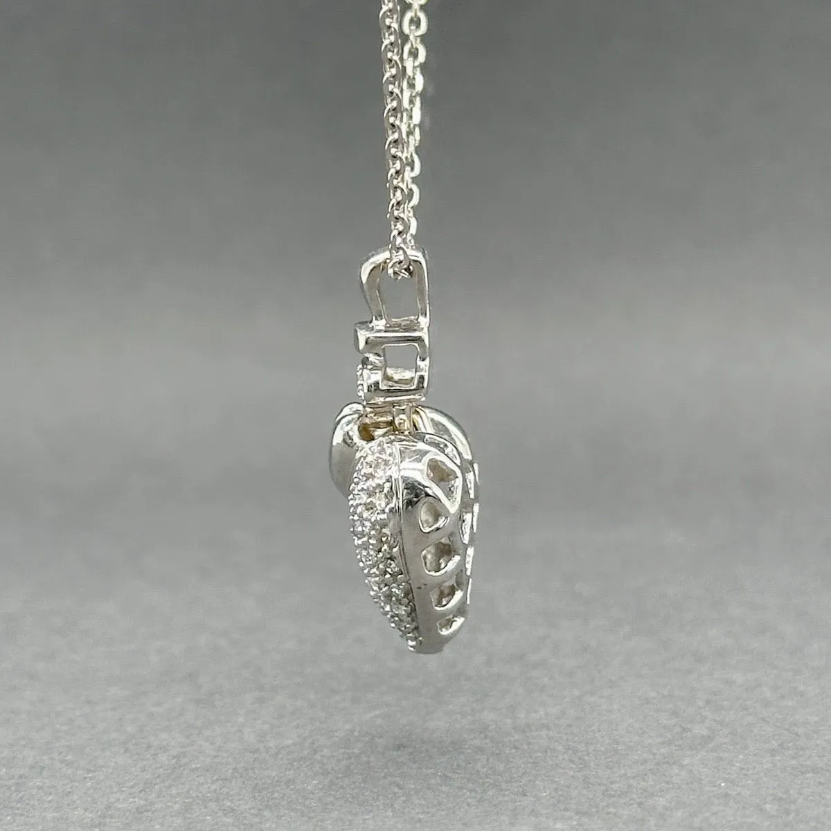 Estate 14K W Gold 0.50ctw G-H/SI1 Diamond Heart Puff Pendant