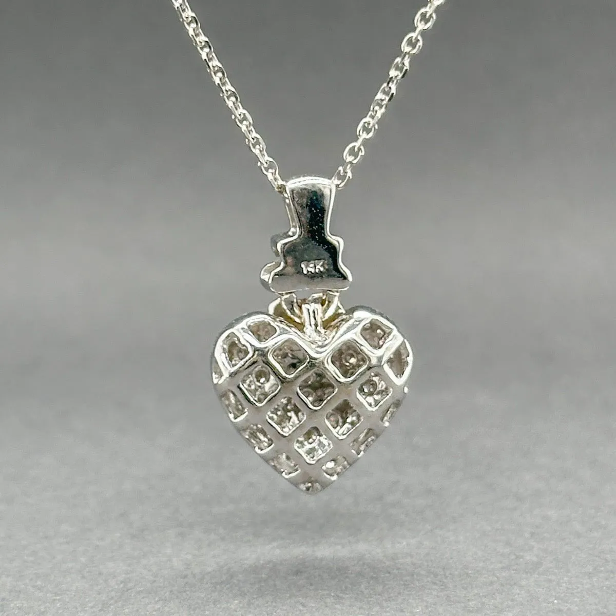 Estate 14K W Gold 0.50ctw G-H/SI1 Diamond Heart Puff Pendant