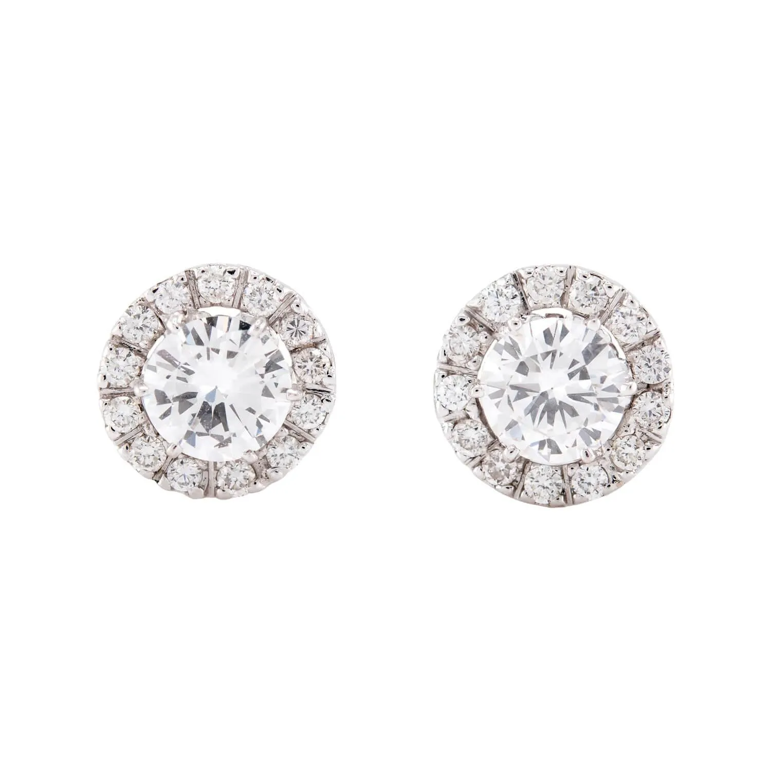 Estate Platinum Diamond Halo Stud Earrings 1ct