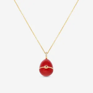 Faberg Essence 18K Yellow & White Gold, Red Lacquer Rhino Surprise Locket Pendant 1246FP3032/1