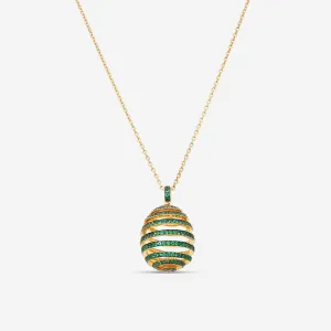 Faberg Essence 18K Yellow Gold Emerald Spiral Egg Pendant 171FP1161