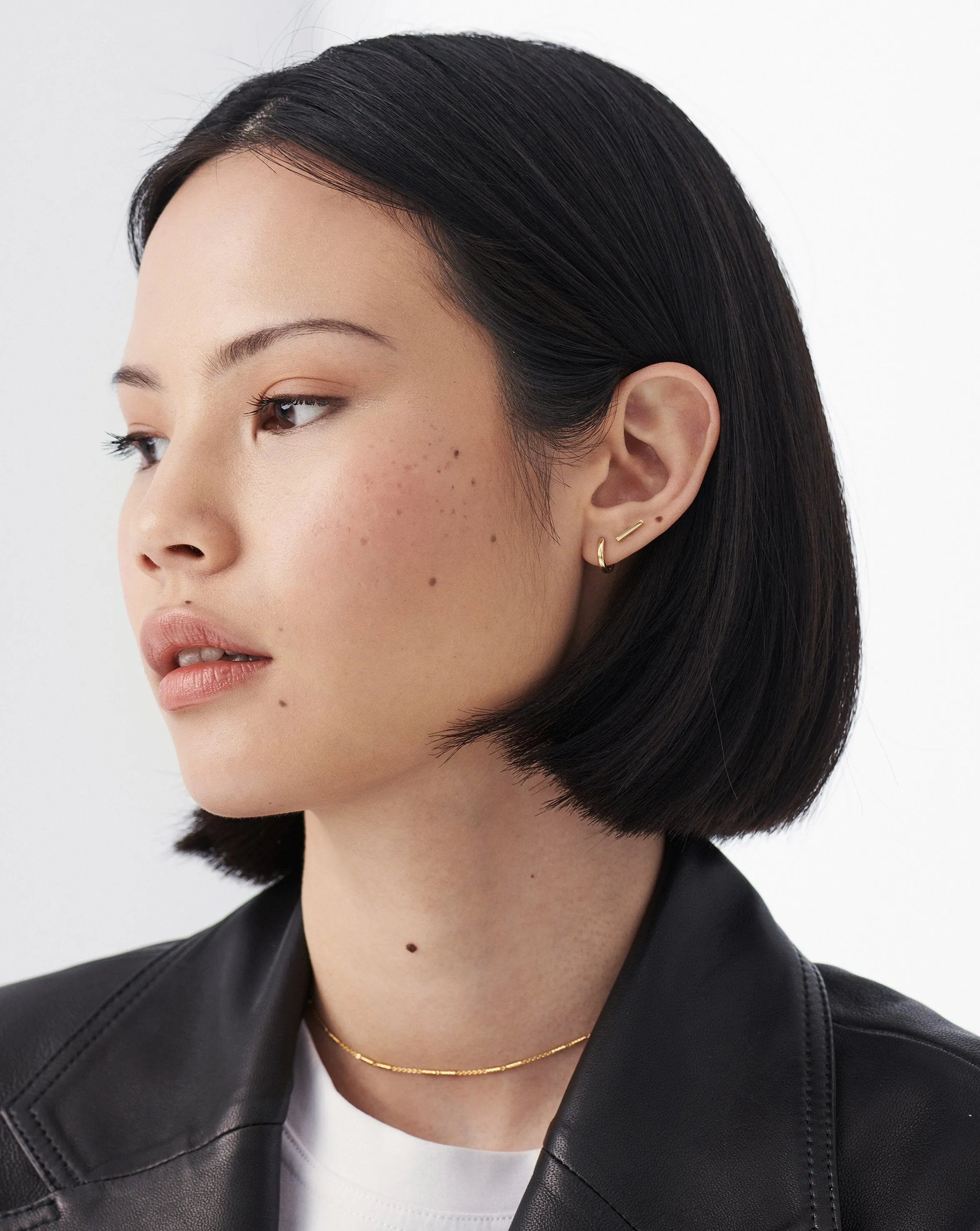 Fine Bar Single Stud Earring | 14k Solid Gold