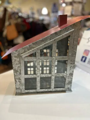 Galvanized House Figurine
