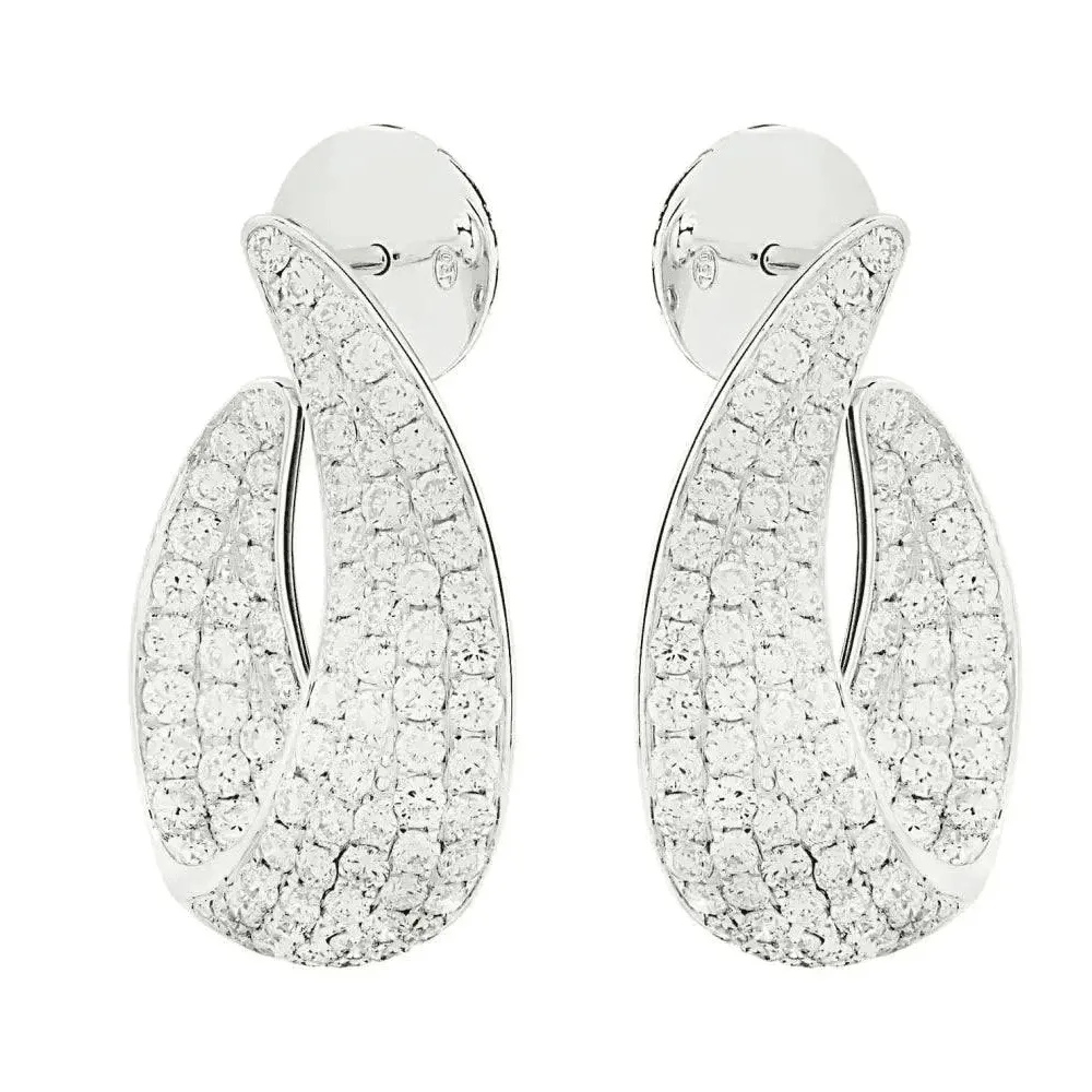 Gbelin 1980s 18KT White Gold Diamond Earrings