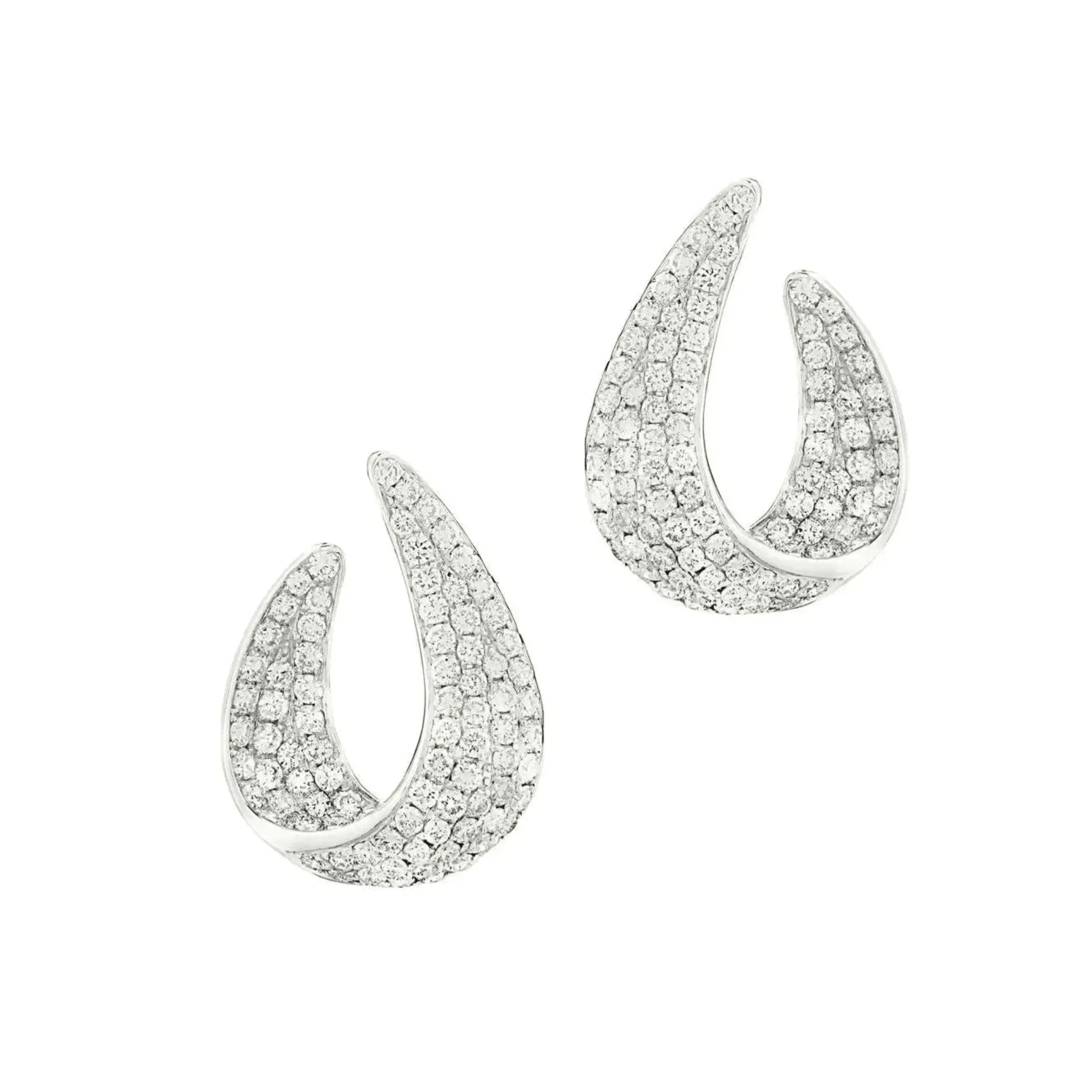 Gbelin 1980s 18KT White Gold Diamond Earrings