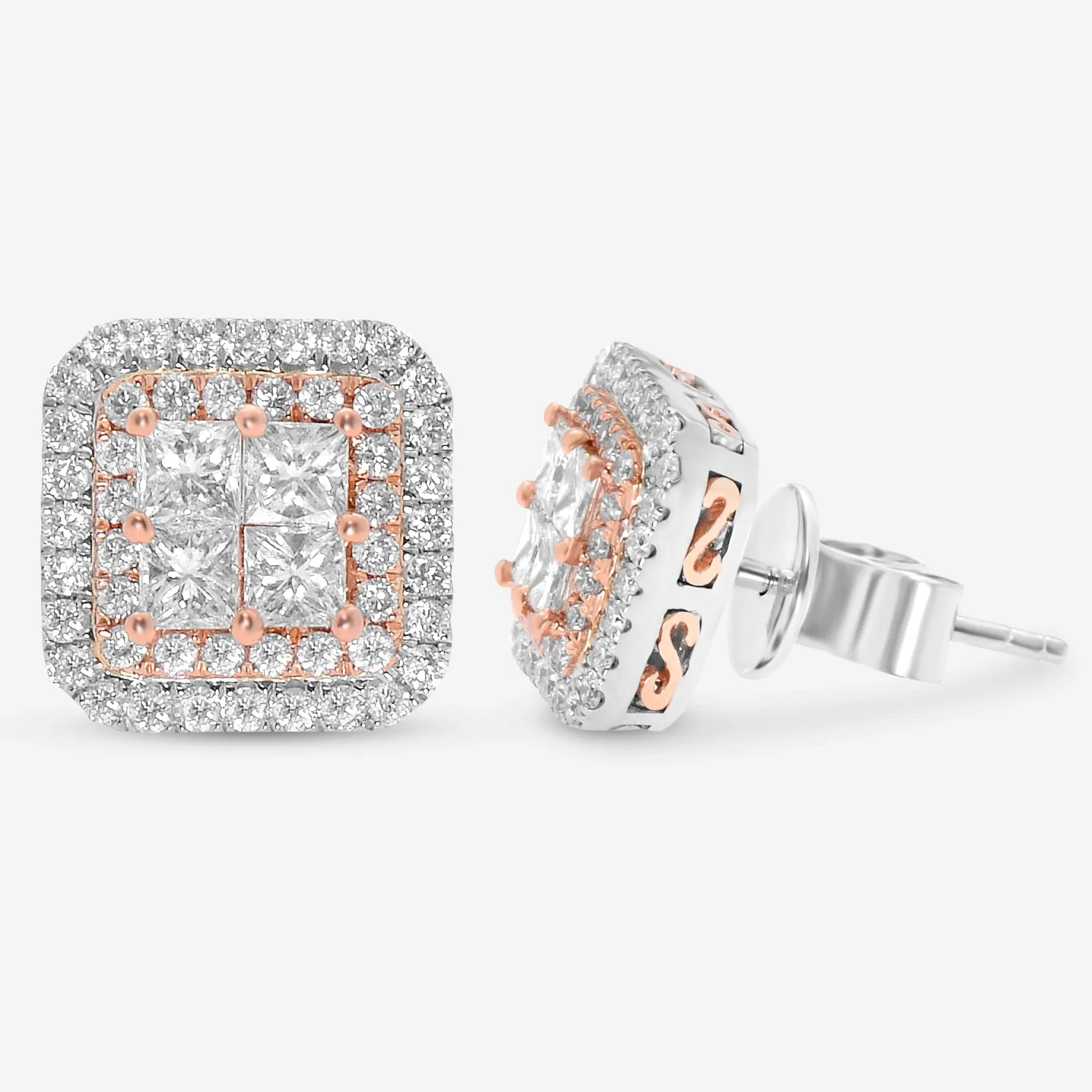 Gregg Ruth 14K Gold, White Diamond and Fancy Pink Diamond Stud Earrings 50112