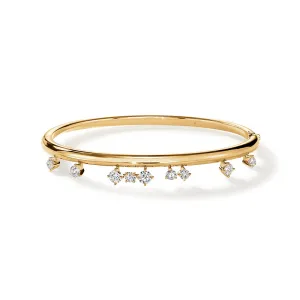HEARTS ON FIRE 'BARRE' 18CT YELLOW GOLD FLOATING DIAMOND BANGLE