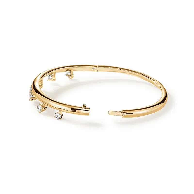 HEARTS ON FIRE 'BARRE' 18CT YELLOW GOLD FLOATING DIAMOND BANGLE