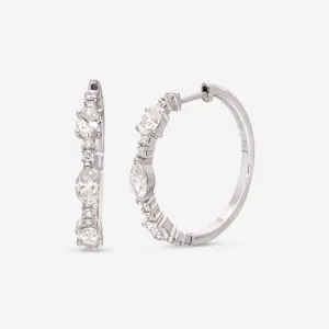 Ina Mar 14K White Gold, Diamond 1.81ct. twd. Hoop Earrings IMKGK25