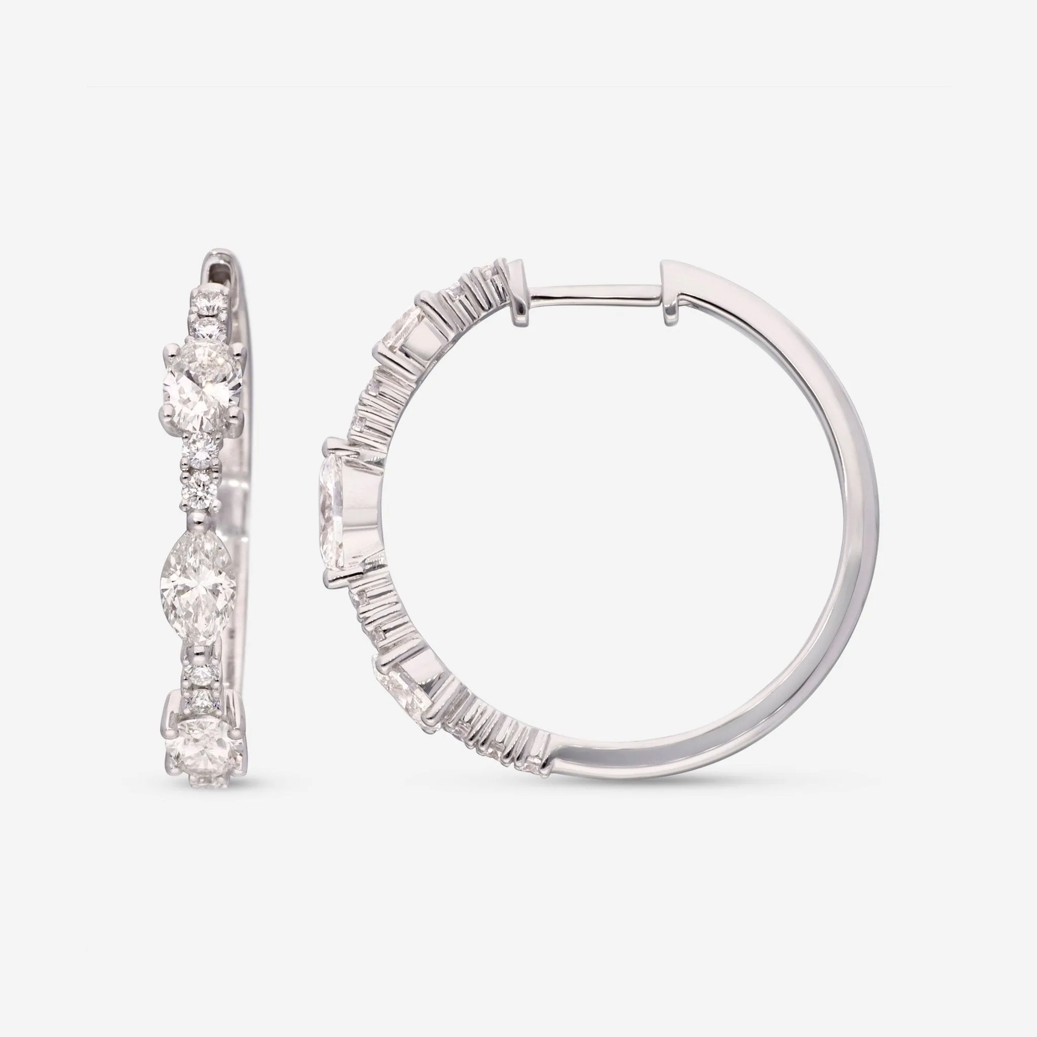 Ina Mar 14K White Gold, Diamond 1.81ct. twd. Hoop Earrings IMKGK25