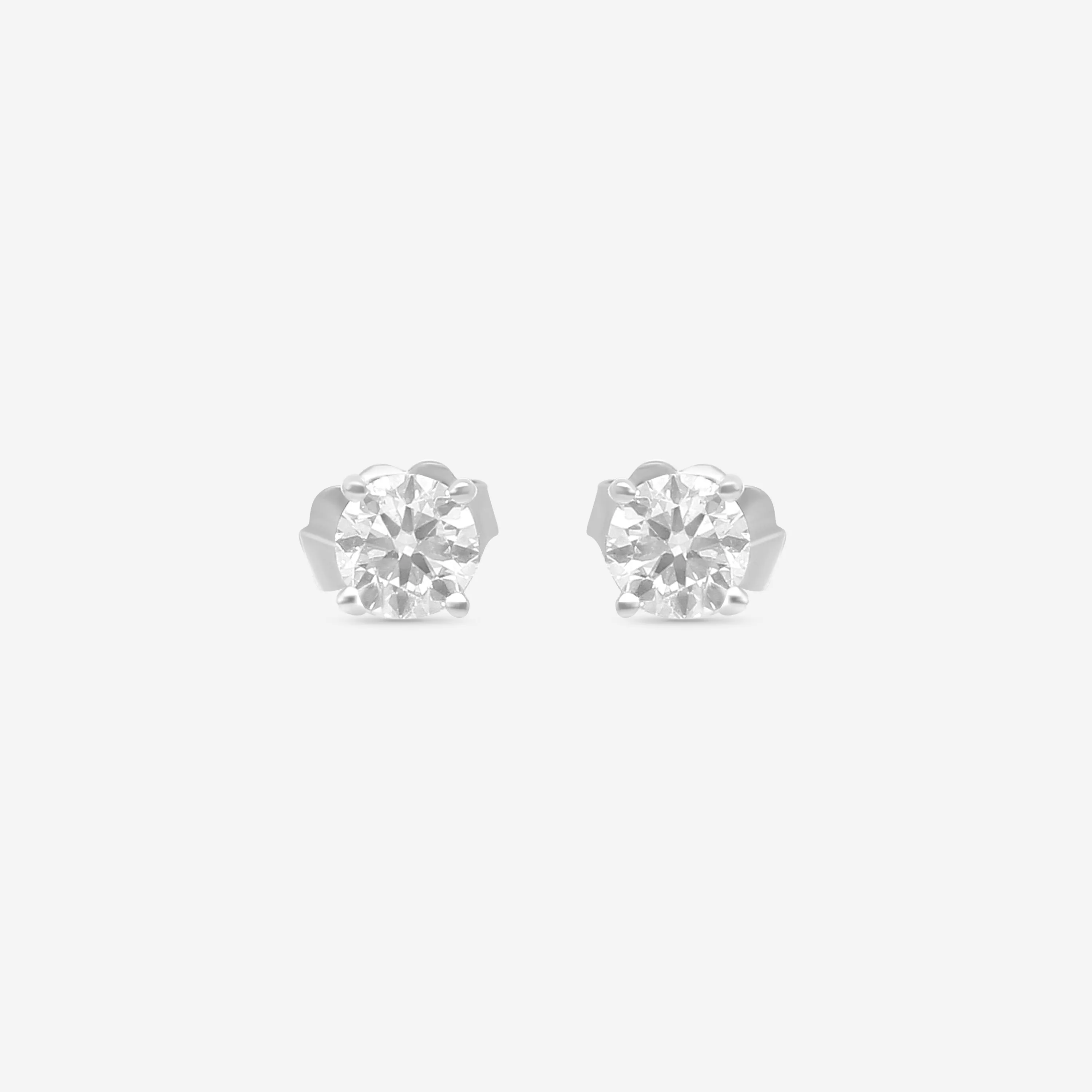Ina Mar 14K White Gold Round Cut Solitaire 0.81ct.twd. Diamond Stud Earrings EM-002