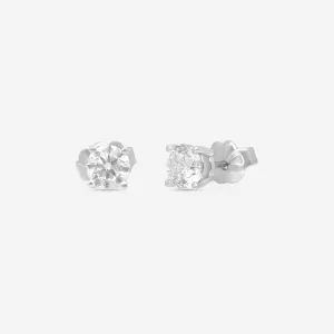 Ina Mar 14K White Gold Round Cut Solitaire 0.81ct.twd. Diamond Stud Earrings EM-002