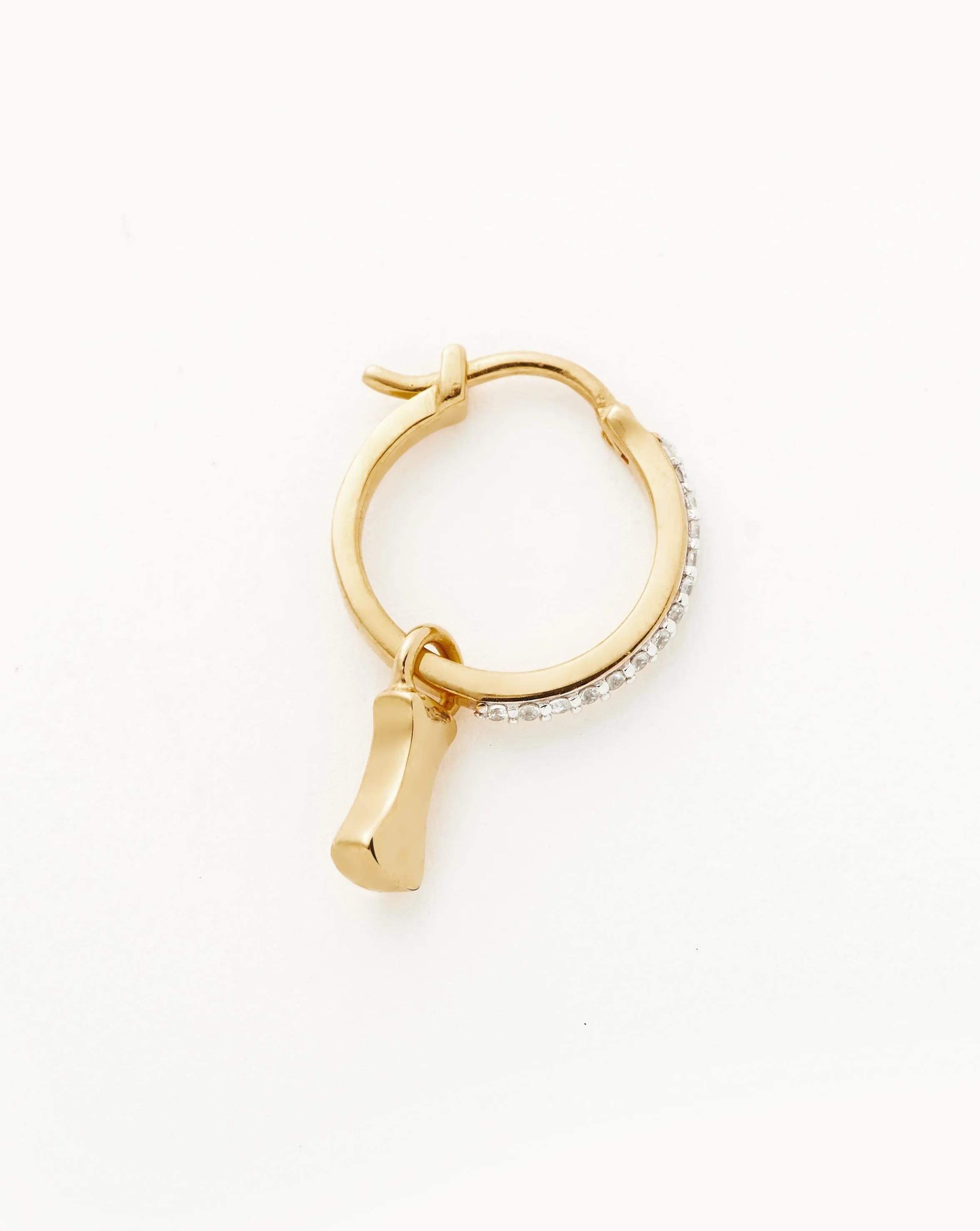 Initial Single Charm Hoop Earring - Initial I | 18k Gold Vermeil