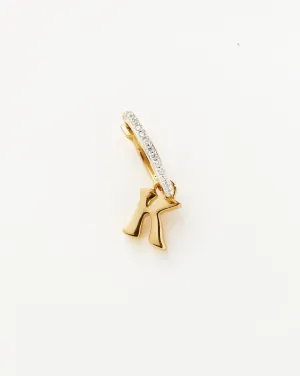 Initial Single Charm Hoop Earring - Initial K | 18k Gold Vermeil