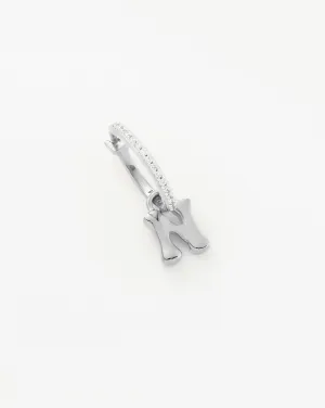 Initial Single Charm Hoop Earring  - Initial N | Sterling Silver